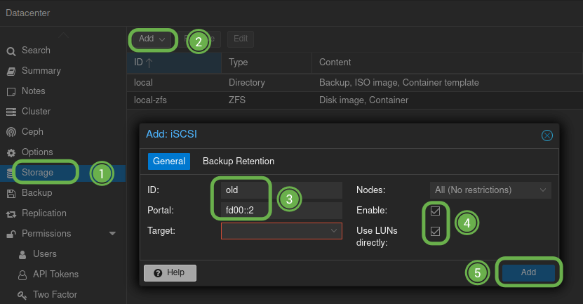 Adding iSCSI storage to Proxmox Adding iSCSI storage to Proxmox
